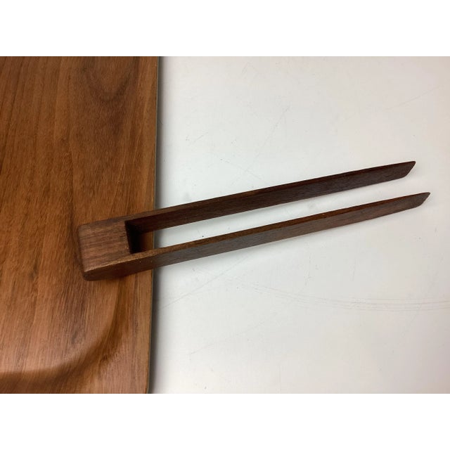 Mid Century Modern Bentwood Tray and Tongs With Cut Out Handles by Overton Original For Sale In New York - Image 6 of 7