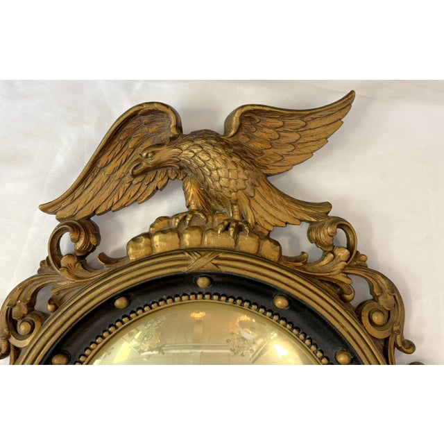 Vintage Syrocco Federal Style Convex Bullseye Wall Mirror For Sale In West Palm - Image 6 of 16