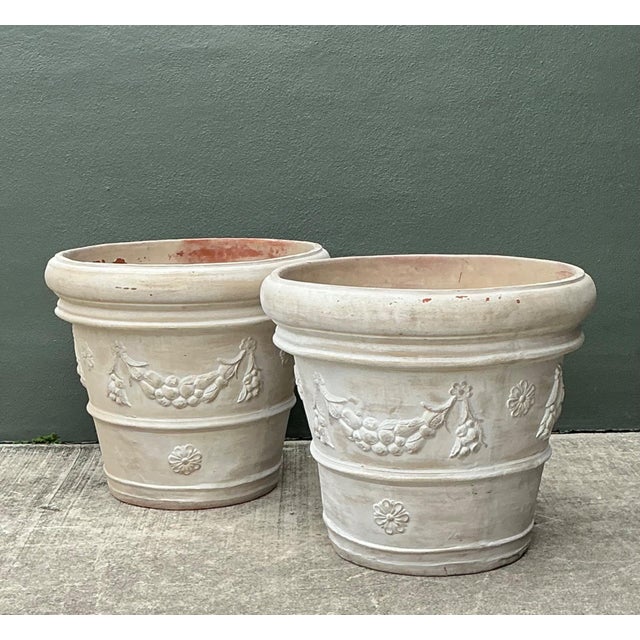 Traditional Vintage Italian Terracotta Planters - A Pair For Sale - Image 3 of 14