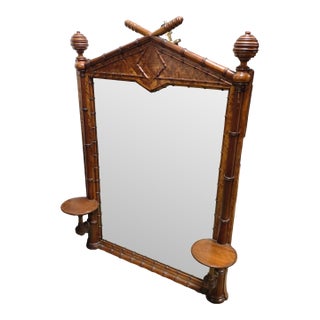 Antique 19th Century French Faux-Bamboo Wall Mirror For Sale