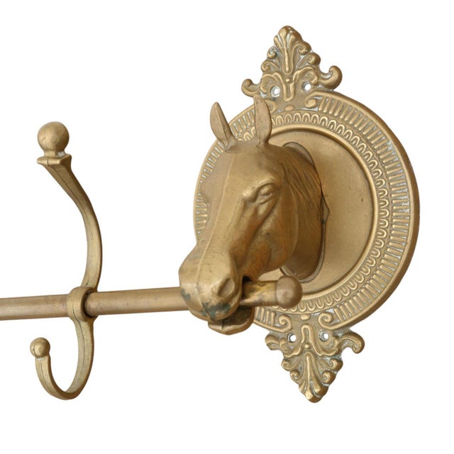 Vintage Brass Metal Hall Coat and Hat Rack with Horses, 1960s For Sale - Image 4 of 6