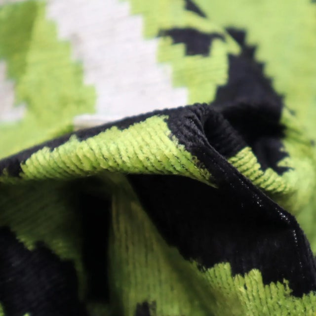 Contemporary Green Black Velvet Throw Pillow & Down Insert For Sale - Image 10 of 12