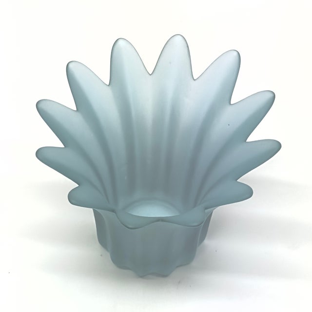 Frosty Blue & Lilac Glass Flower Vessels - Group of 3 For Sale - Image 4 of 10