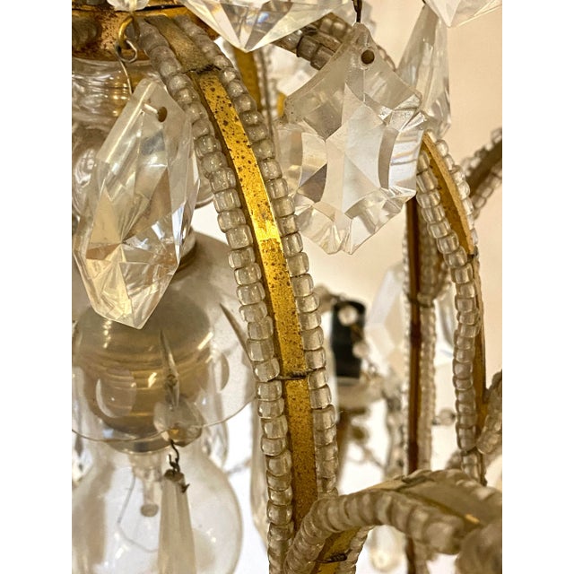 Gilt Iron & Glass Chandelier, 1960s For Sale - Image 6 of 10