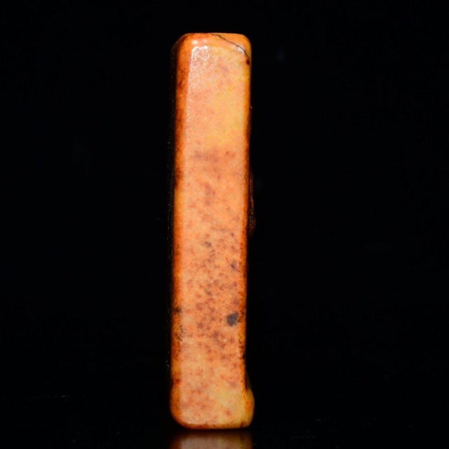 Art Deco Vintage Carved Shoushan Stone Seal / Paperweight With Lotus Pond Motif For Sale - Image 3 of 8