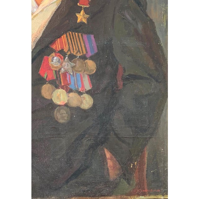 Soviet Union Hero Portrait Oil Painting, Ukrainian Artist g.g. Sokolovsky 110-77 For Sale - Image 6 of 6