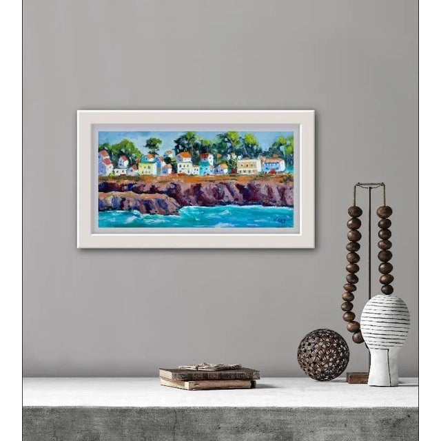 Quiet Places & Coastal Views — Mendocino Village Original oil painting by L. Haas, 8 x 16 in unframed canvas panel,...