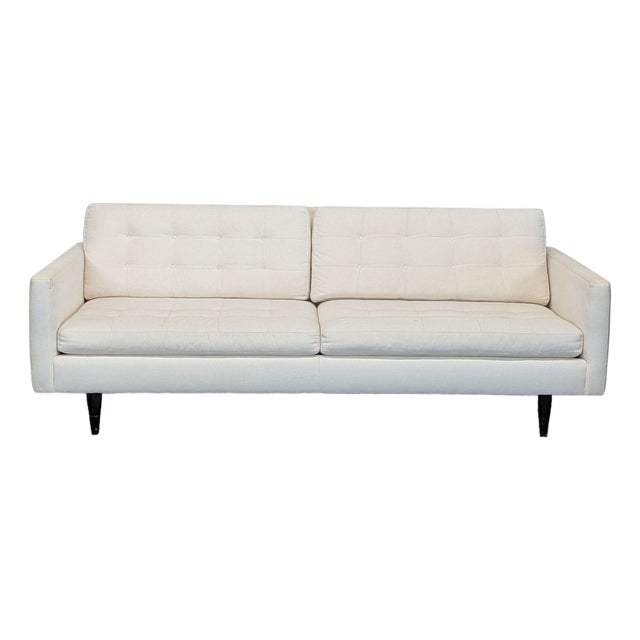 Crate and Barrel Petrie Modern 3-Seat Sofa - Cream Upholstery For Sale