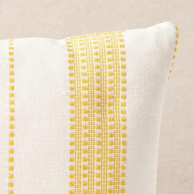 This pillow features Lubeck Stripe with a knife edge finish. Lubeck Stripe is simple, charming and woven entirely by hand....