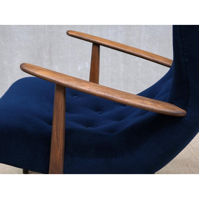 Brown Pragh Armchair in Navy Pierre Frey Velvet from Madsen & Schübel, Denmark, 1950s For Sale - Image 8 of 15