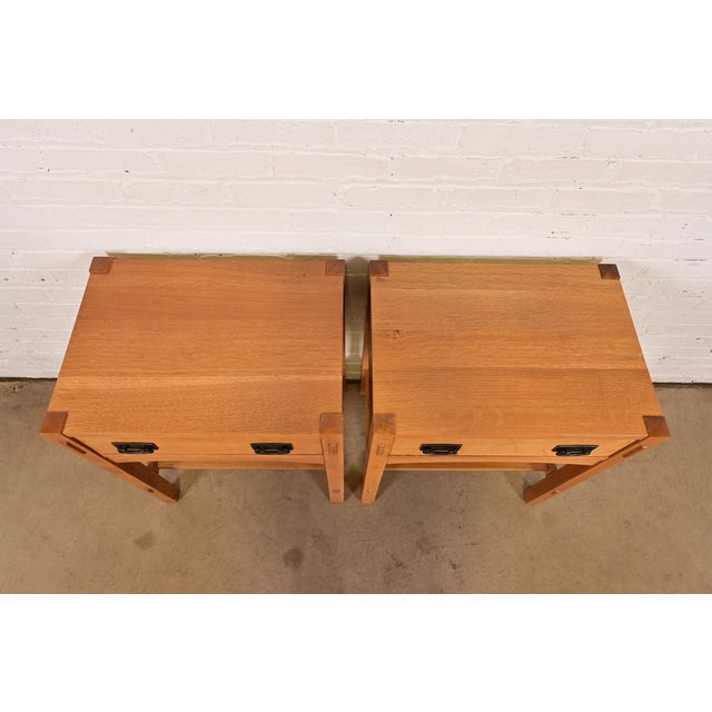 L. & J.G. Stickley, Inc. Stickley Mission Oak Arts & Crafts Nightstands or Side Tables, Pair For Sale - Image 4 of 15