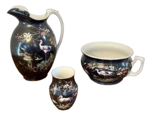 Antique Victorian Bathroom Set, 1880s, Set of 3