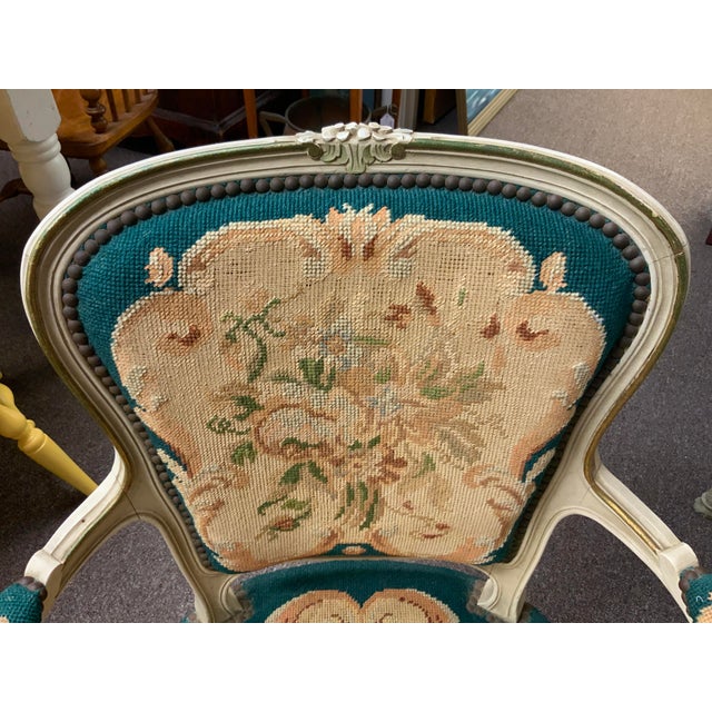 1970s 20th Century Needlepoint French Style Armchair For Sale - Image 5 of 17