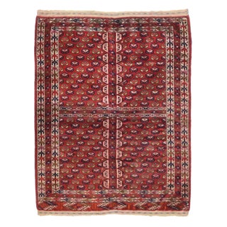 1900s Antique Russian Yamud Bokara Rug-3′5″ × 4′2″ For Sale