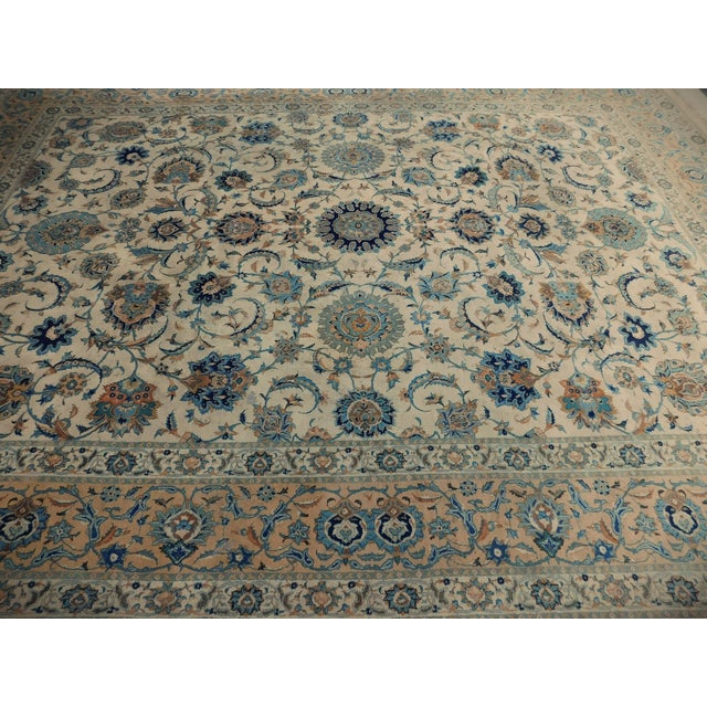 Beige Distressed Vintage Persian Kashan Rug. 10'x 13'4" For Sale - Image 8 of 17
