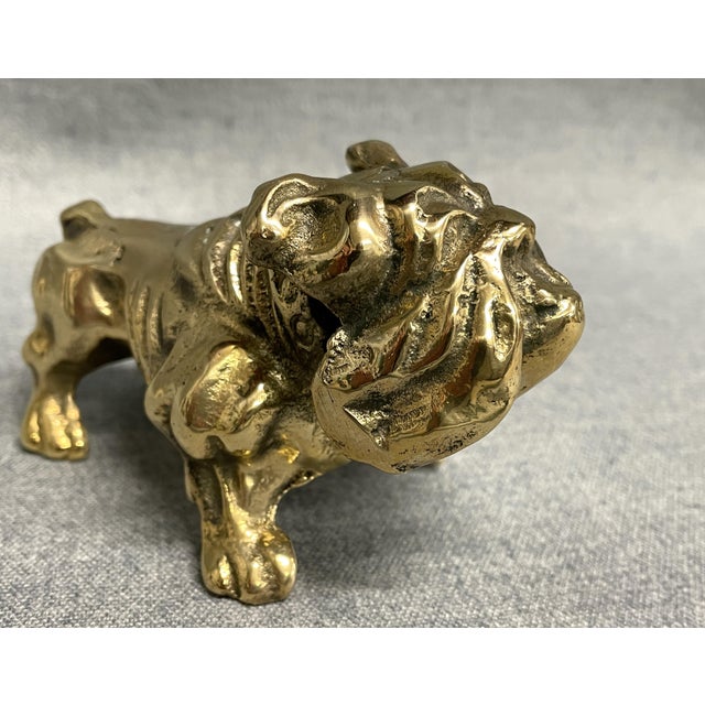 1970s Vintage Brass Bulldog Paperweight For Sale - Image 5 of 8