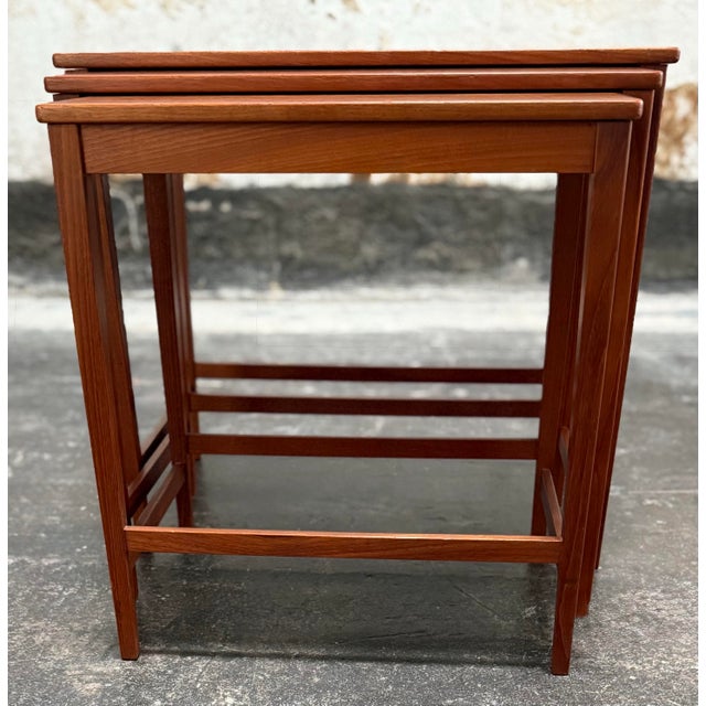 Mid-Century Modern Set of Three Mid-Century Modern Teak Nesting Tables by Svante Skogh for Seffle, Sweden C. 1960s For Sale - Image 3 of 11