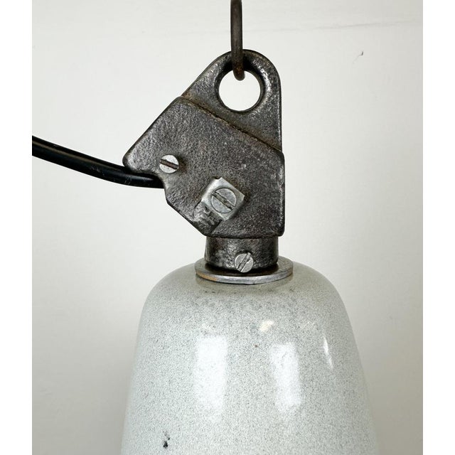 Large Industrial Grey Enamel Factory Pendant Lamp from Zaos, 1960s For Sale - Image 4 of 18
