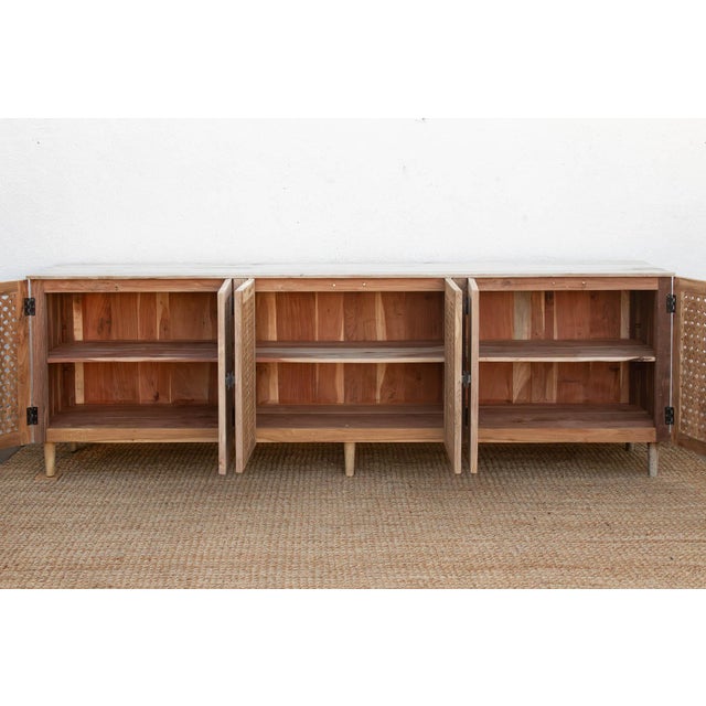 Ecru 105" Six-Door Grand Floral Jali Sunbleached Sideboard For Sale - Image 8 of 10