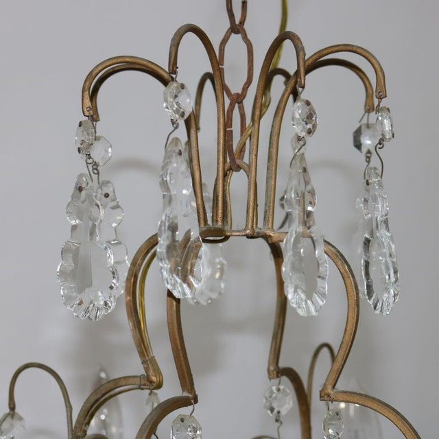 Bronze Antique Bronze and Cut Crystal Eight Light Chandelier C1930 For Sale - Image 8 of 10