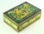 A beautiful antique box, made of brass Fine enamel ornamentation, a scene up top with children playing against a yellow...