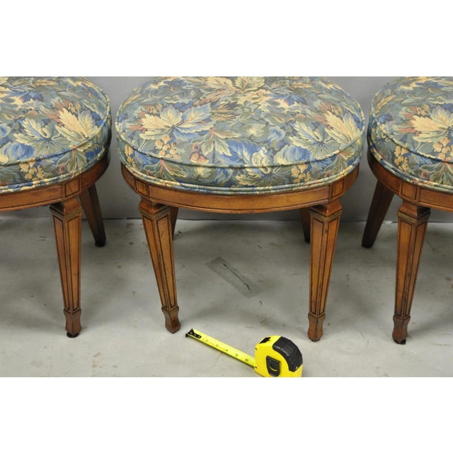 Brown Vintage French Regency Style Carved Walnut Drape Back Dining Side Chair Set of 4 For Sale - Image 8 of 15