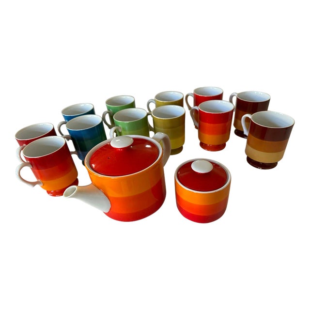 1970s Holt Howard Tea Service Rainbow Set- 14 Pieces For Sale