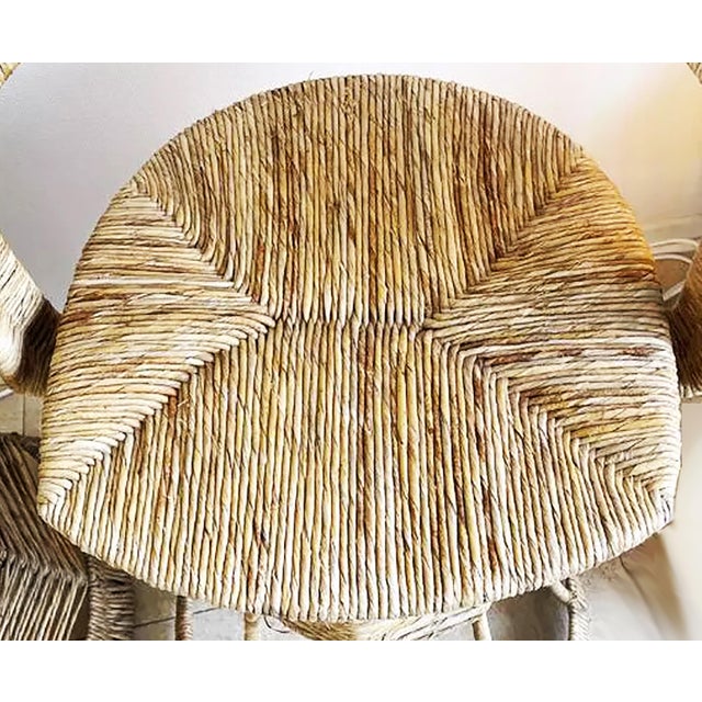 Metal Mid-Century Rush, Iron Bar Stools by French Designer Roger Coster, Seat 28" High For Sale - Image 7 of 7