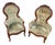 Mid 20th Century His and Hers Victorian Carved Floral Parlor Chairs - Set of 2 For Sale