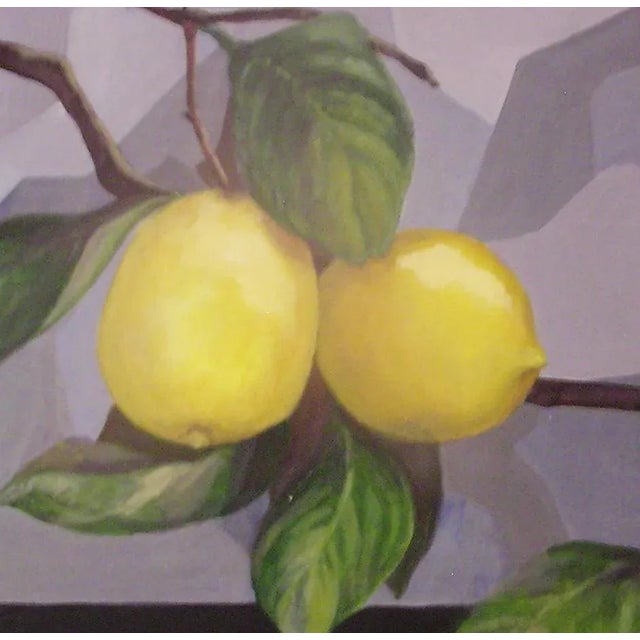Expressionism 1970's Abstract Expressionism Cubism "Lemons" Oil Painting by California Artist Marcia Barrett For Sale - Image 3 of 5
