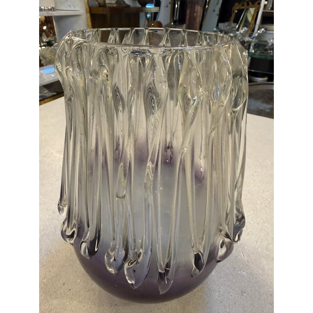 Italian Italian Murano Glass Vase With Vertical Ridges, 1970s For Sale - Image 3 of 7