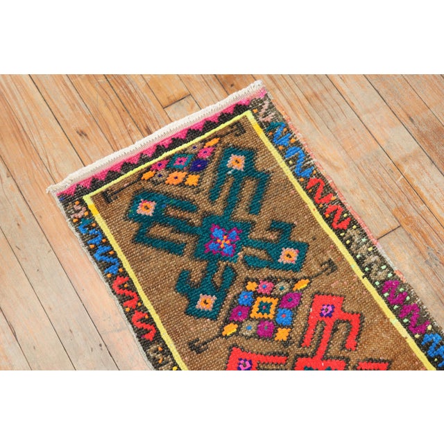 Turkish Mini Turkish Mat rug no. y1878 For Sale - Image 3 of 5
