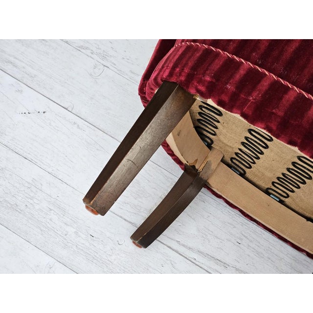 Vintage Danish Chair in Cherry-Red Furniture Velour, 1960s For Sale - Image 6 of 18