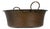 Large Antique Italian Hand-Hammered Copper Basin with Forged Iron Handles, 19th Century For Sale