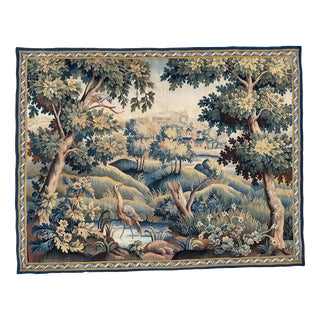 Vintage French Aubusson Tapestry in Silk and Wool, 1940s For Sale