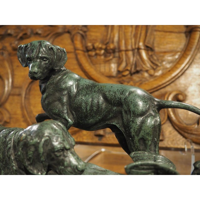19th Century French Bronze Sculpture, a Pointer and Spaniel Hunting a Pheasant For Sale - Image 15 of 18