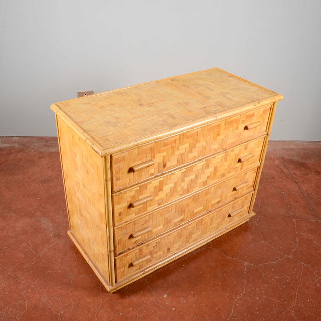 1970s Vintage Bamboo Chest of Drawers, 1970s For Sale - Image 5 of 9