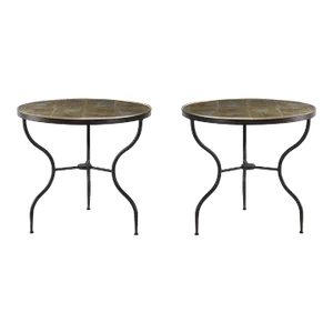 Pair of Mid Century Round Eglomisé Side Tables