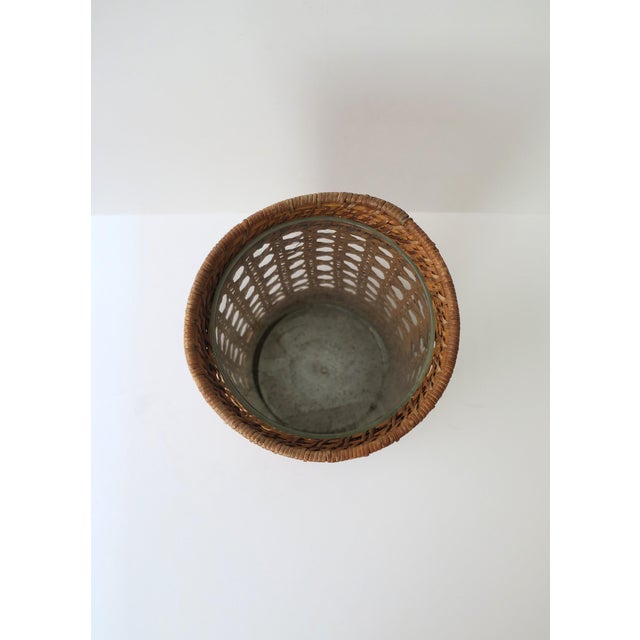 Tan Wicker Cane Hurricane Candle Lamp For Sale - Image 8 of 9