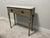 French Vintage Louis XVI Style Painted Gilt Marble-Top Narrow Console Table For Sale - Image 3 of 9