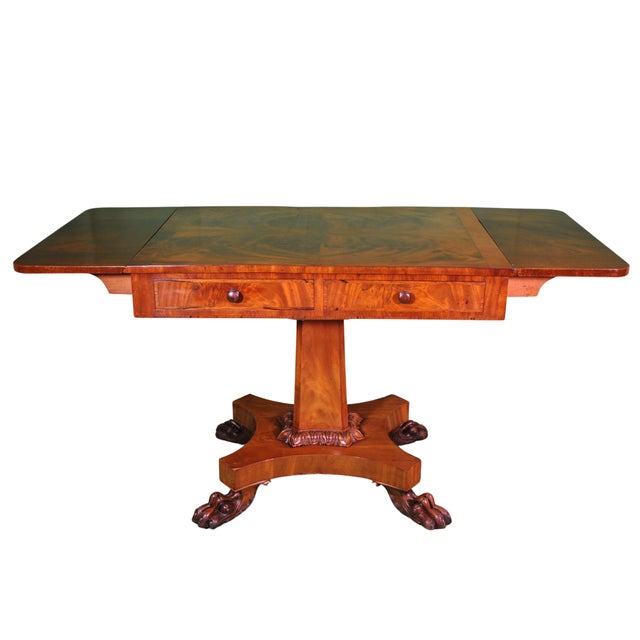 Empire Game Table with Drawers and Claw Feet, 1840 For Sale - Image 10 of 12