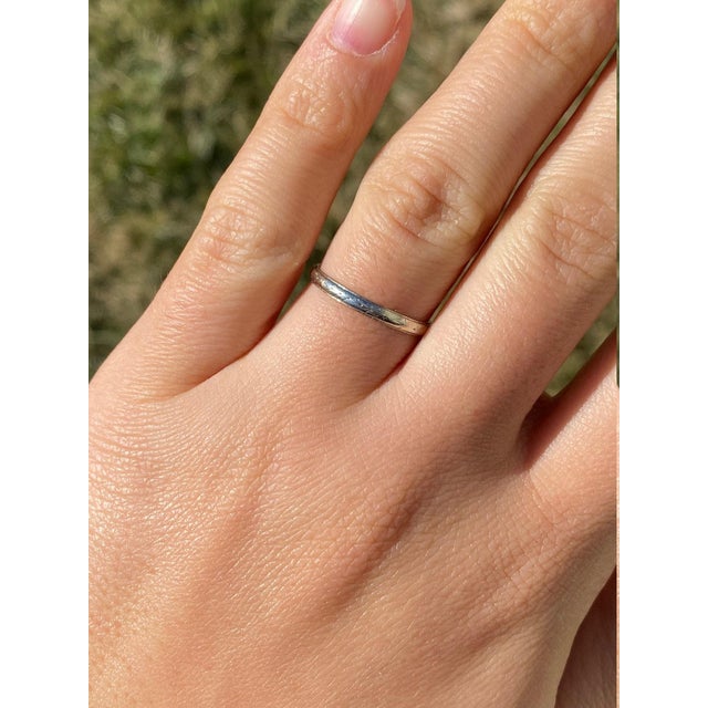 1920s The Cape Range: Antique 18 Karat White Gold Wedding Band Circa 1926 For Sale - Image 5 of 7