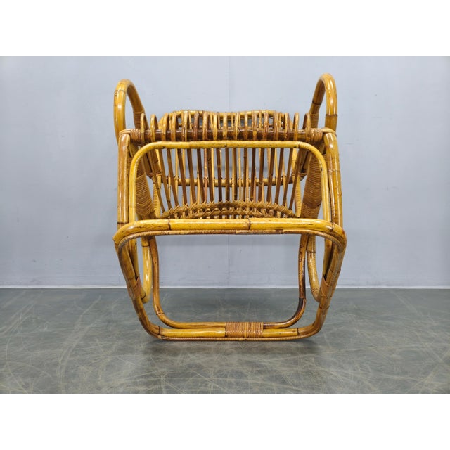 Mid-Century Italian Rattan Lounge Armchair, 1960s For Sale - Image 14 of 15