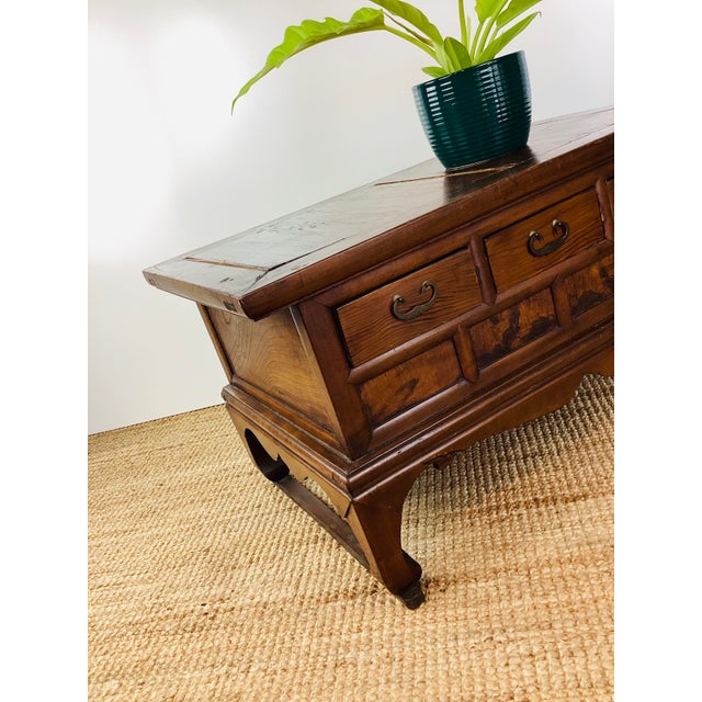 Wood Antique / Vintage Asian Wood Tea Chest / Scholars Desk Side Table For Sale - Image 7 of 11