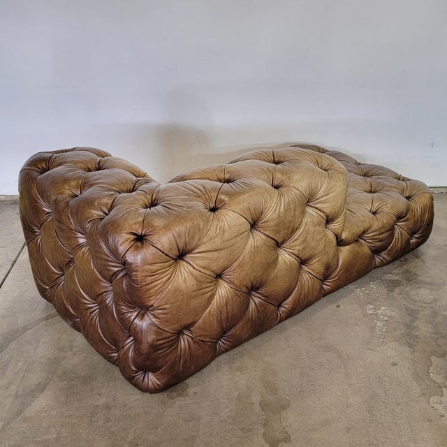 Restoration Hardware Soho Leather Chesterfield Tufted Chaise Chairish