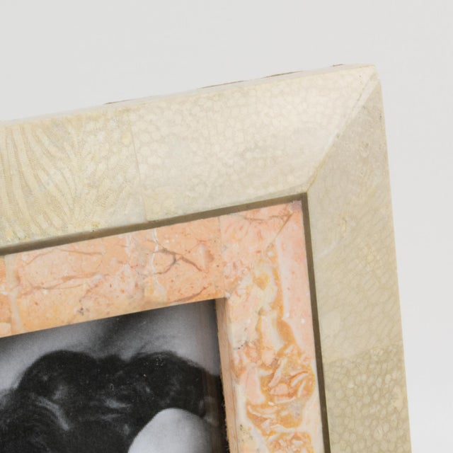 Stone Maitland Smith Tessellated Marble, Travertine and Stone Picture Frame circa 1980 For Sale - Image 7 of 8