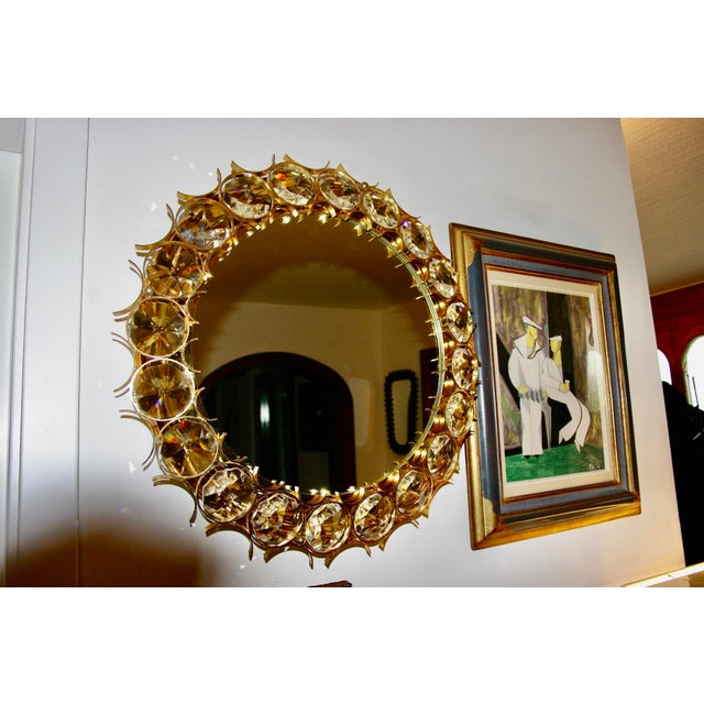 Large Circular Mirror in Gilded Brass by Christophe Palma for Palwa, 1960s For Sale - Image 4 of 16