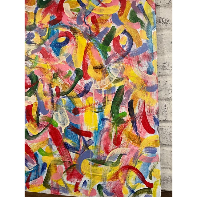 A bold and energetic acrylic on Masonite by Ukrainian artist Nazar Symotiuk, signed and dated 2017. This contemporary work...