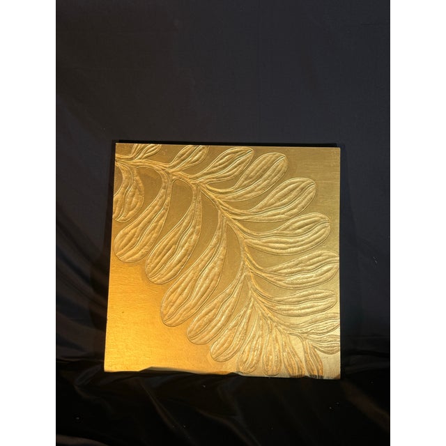 Metallic Gold Botanical Relief Wall Plaque For Sale - Image 4 of 10
