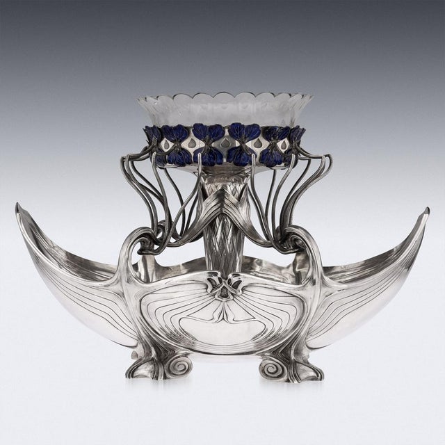 20th Century German Art Nouveau Silver & Enamel Centrepiece, 1900 For Sale - Image 3 of 18